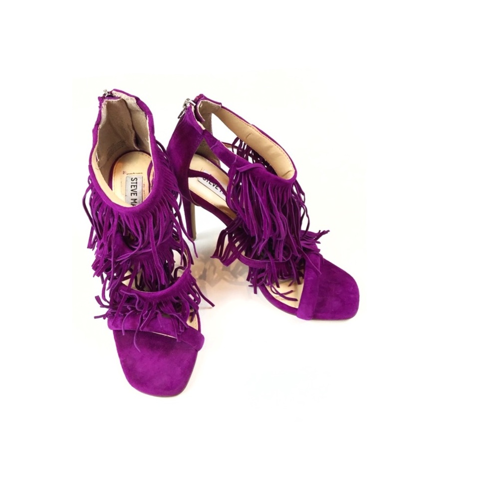 Steve Madden Sandal Purple Fuchsia Fringe Heel 7.5